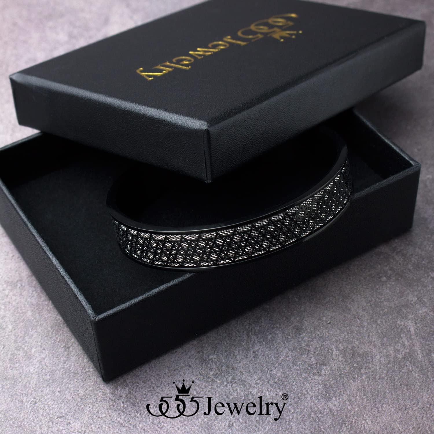 image:image555Jewelry Exclusive Stainless Steel Star of David Open Cuff Bangle Bracelet for MenBlackSilver