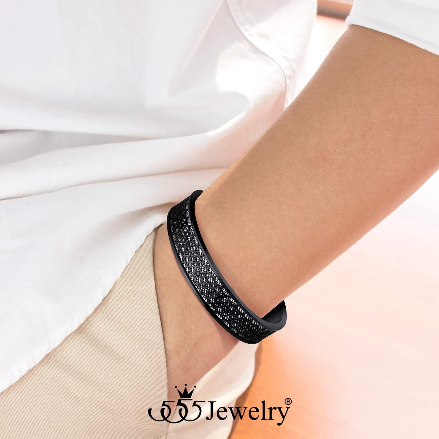image:image555Jewelry Exclusive Stainless Steel Star of David Open Cuff Bangle Bracelet for MenBlackSilver