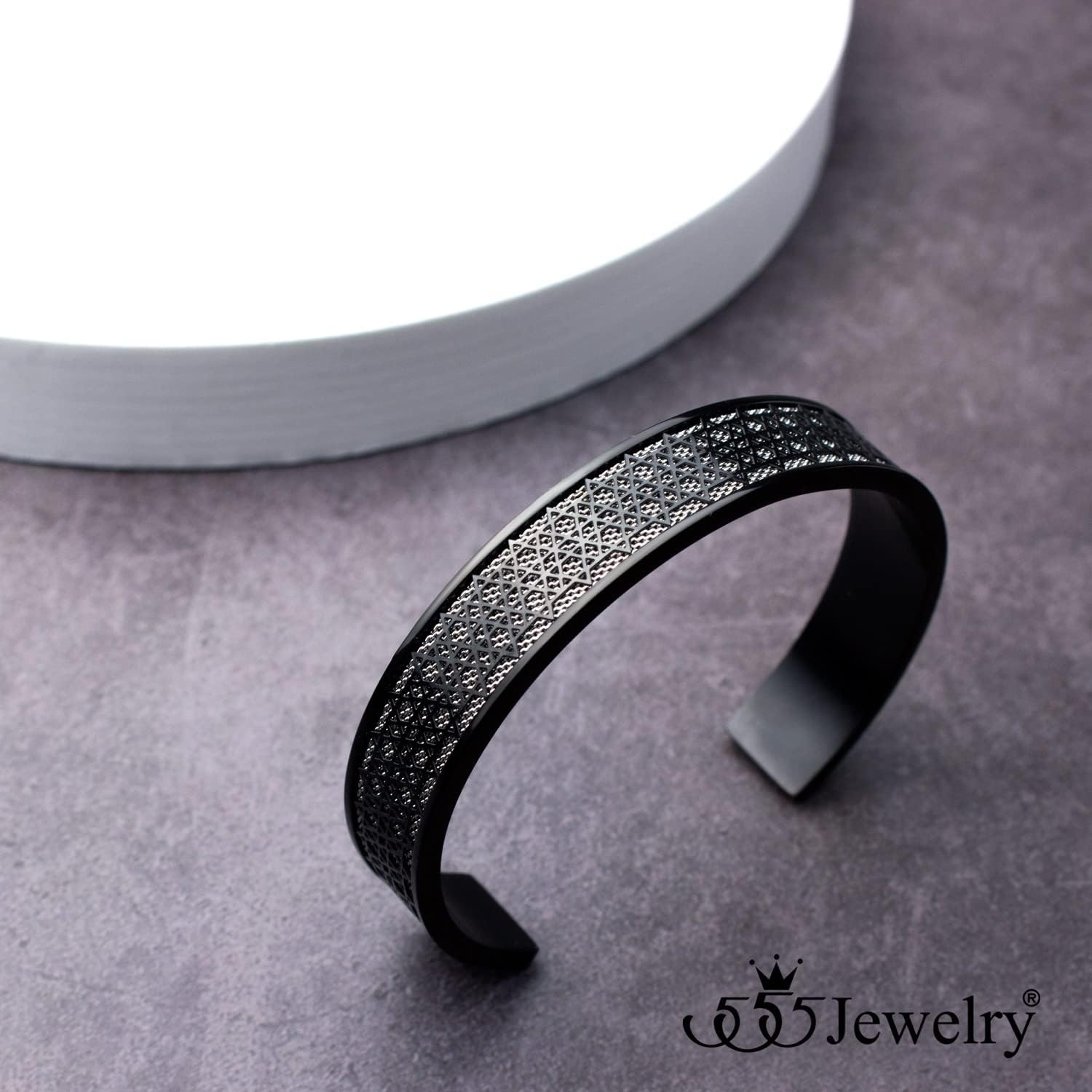 image:image555Jewelry Exclusive Stainless Steel Star of David Open Cuff Bangle Bracelet for MenBlackSilver