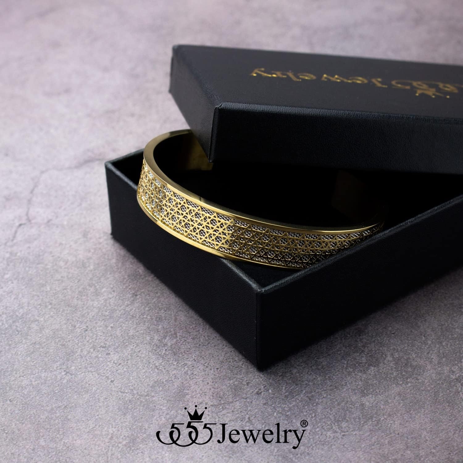 image:image555Jewelry Exclusive Stainless Steel Star of David Open Cuff Bangle Bracelet for MenGoldSilver