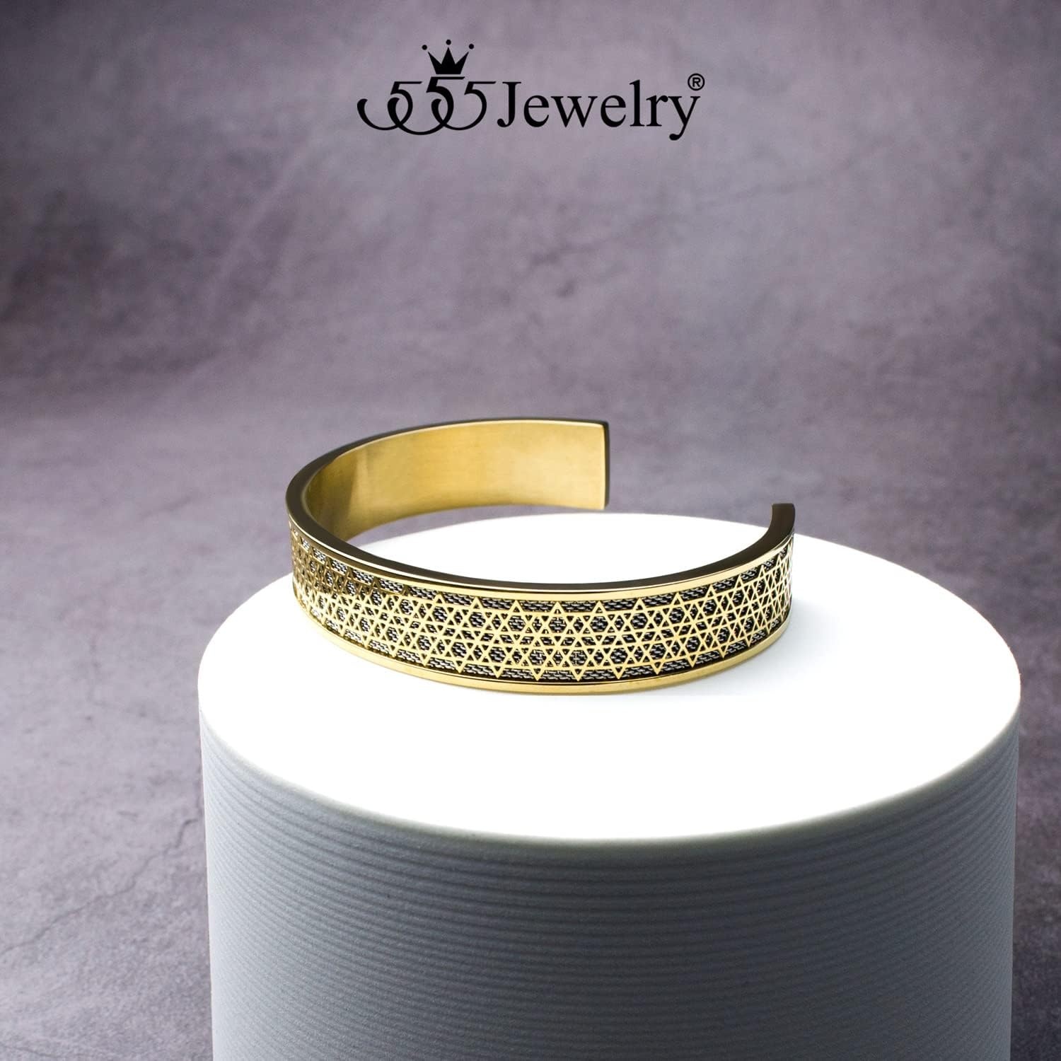 image:image555Jewelry Exclusive Stainless Steel Star of David Open Cuff Bangle Bracelet for MenGoldSilver