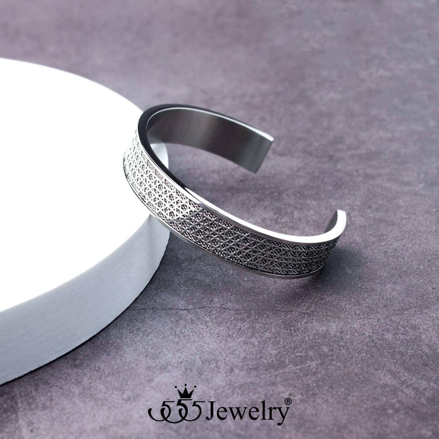 image:image555Jewelry Exclusive Stainless Steel Star of David Open Cuff Bangle Bracelet for MenSilver