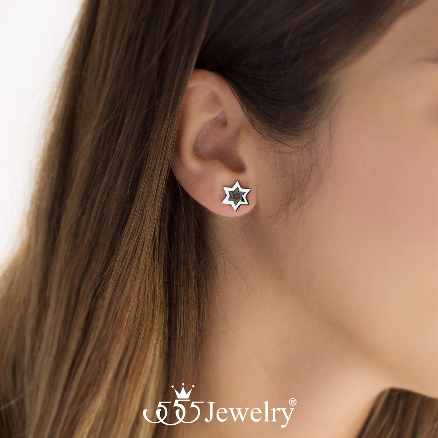 image:image555Jewelry Hypoallergenic Stainless Steel Star of David Stud Earrings for Women amp LadiesSilver Black
