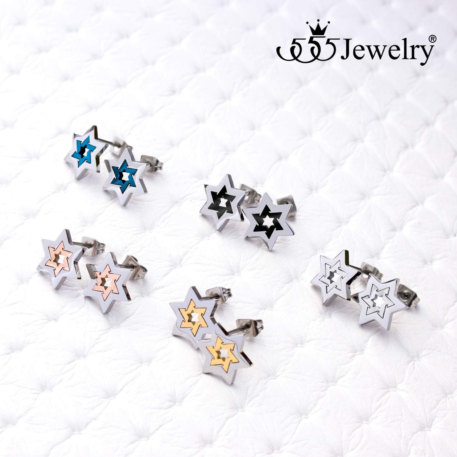image:image555Jewelry Hypoallergenic Stainless Steel Star of David Stud Earrings for Women amp LadiesSilver Gold