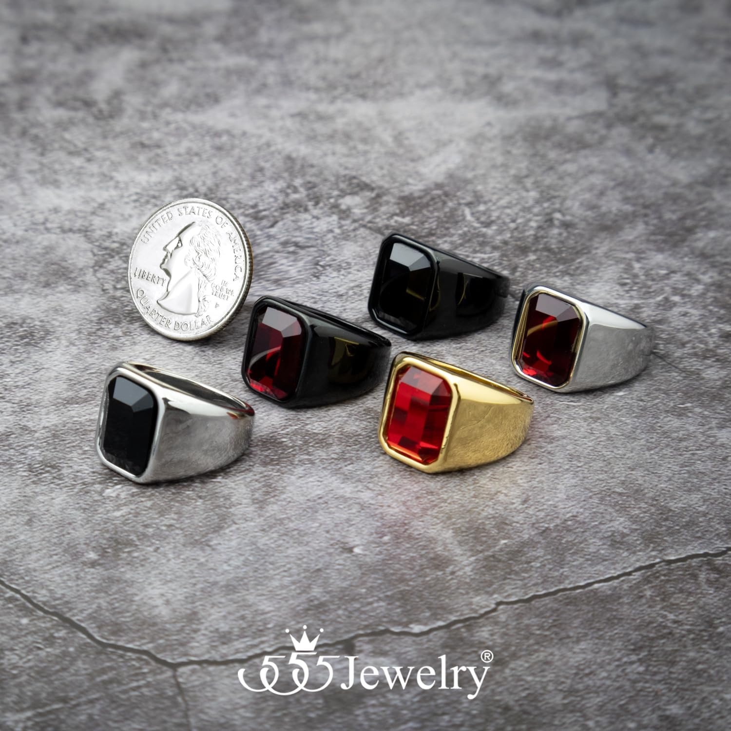 image:image555Jewelry Stainless Steel High Polish Plain Oval Black Onyx Signet Ring for MenBlack Black CZ