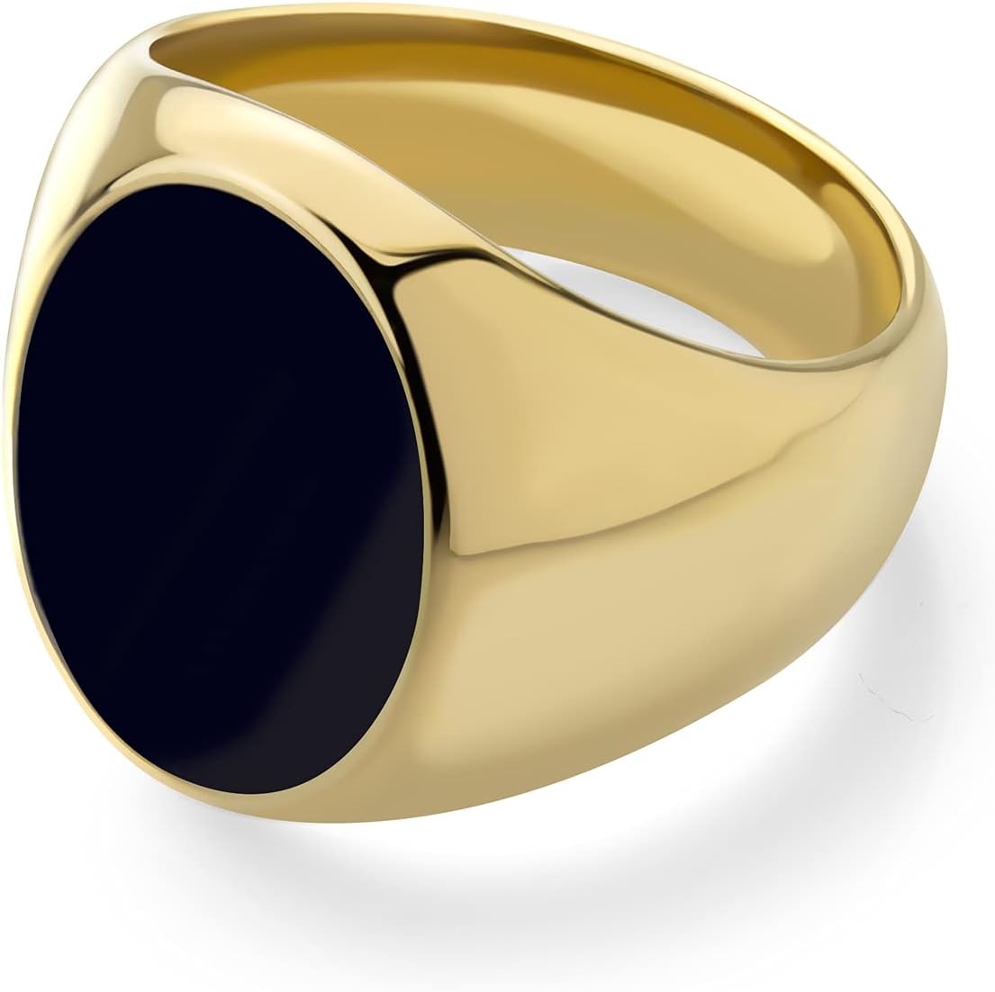 image:image555Jewelry Stainless Steel High Polish Plain Oval Black Onyx Signet Ring for MenGold
