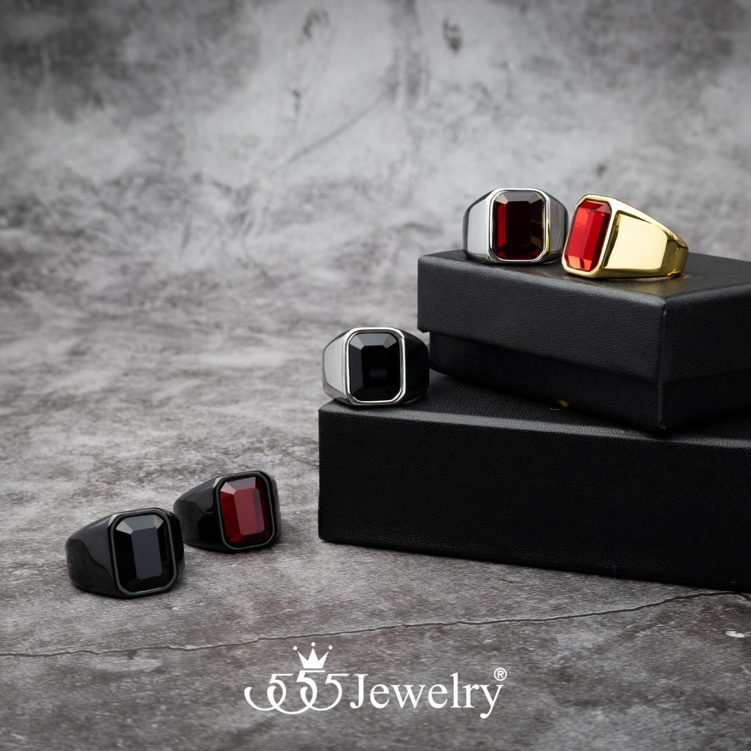 image:image555Jewelry Stainless Steel High Polish Plain Oval Black Onyx Signet Ring for MenSilver Black CZ
