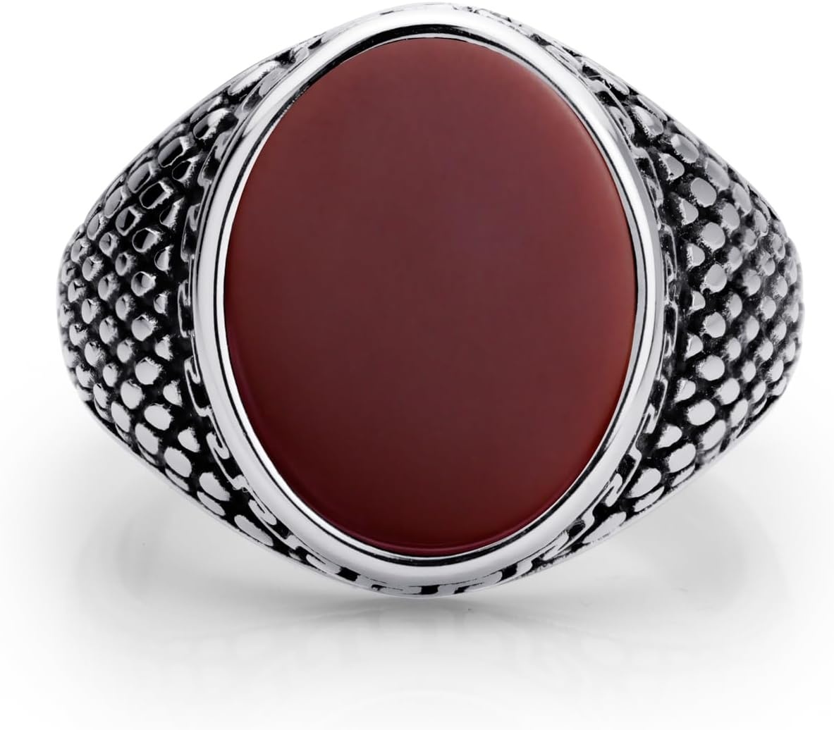 image:image555Jewelry Stainless Steel High Polish Plain Oval Black Onyx Signet Ring for MenSilver Jasper