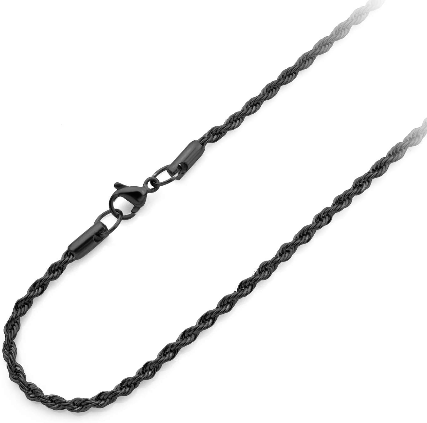 image:image555Jewelry Stainless Steel Hypoallergenic Twisted Singapore Rope Chain NecklaceBlack