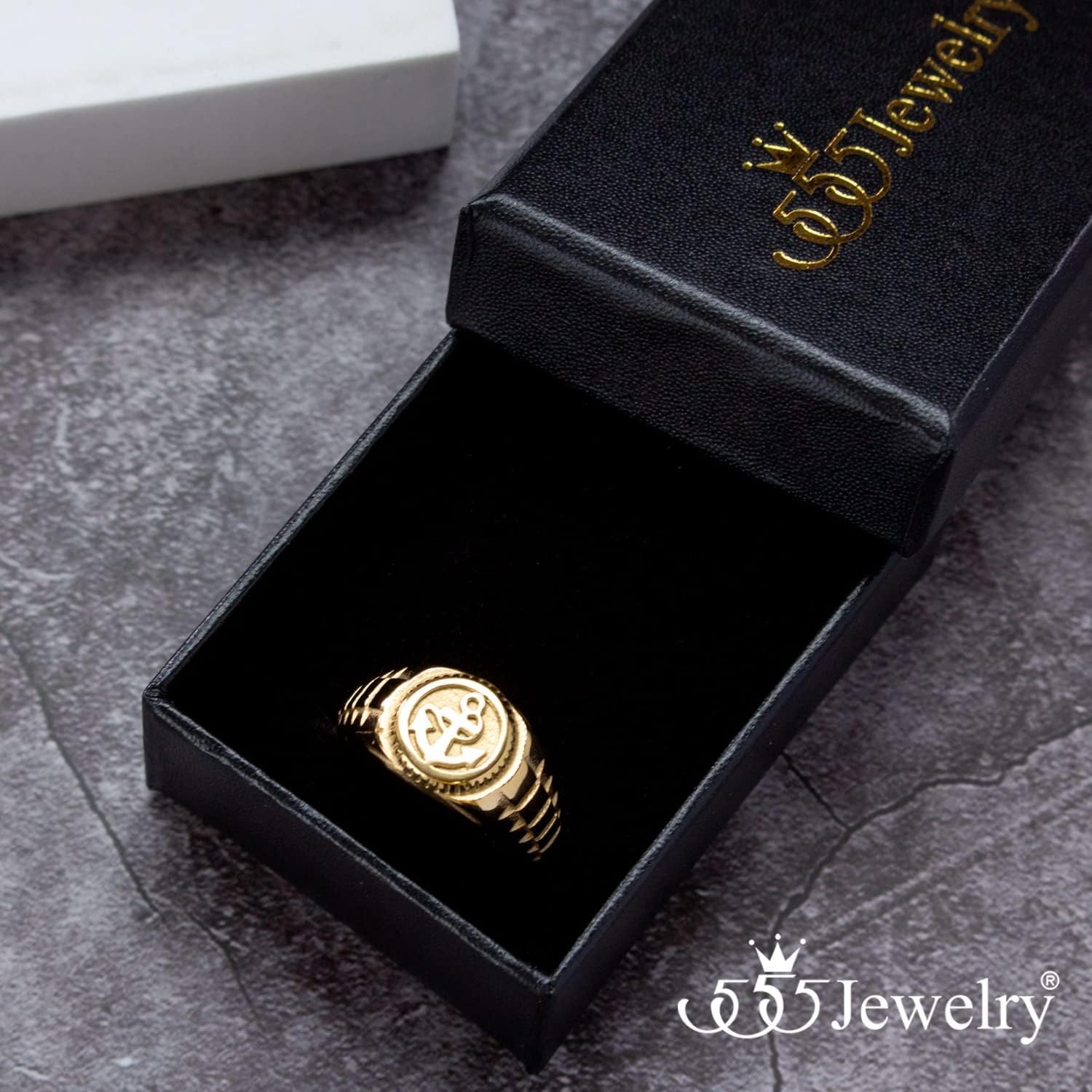 image:image555Jewelry Stainless Steel Modern Nautical Pirate Sailor Anchor Signet Ring for MenGold