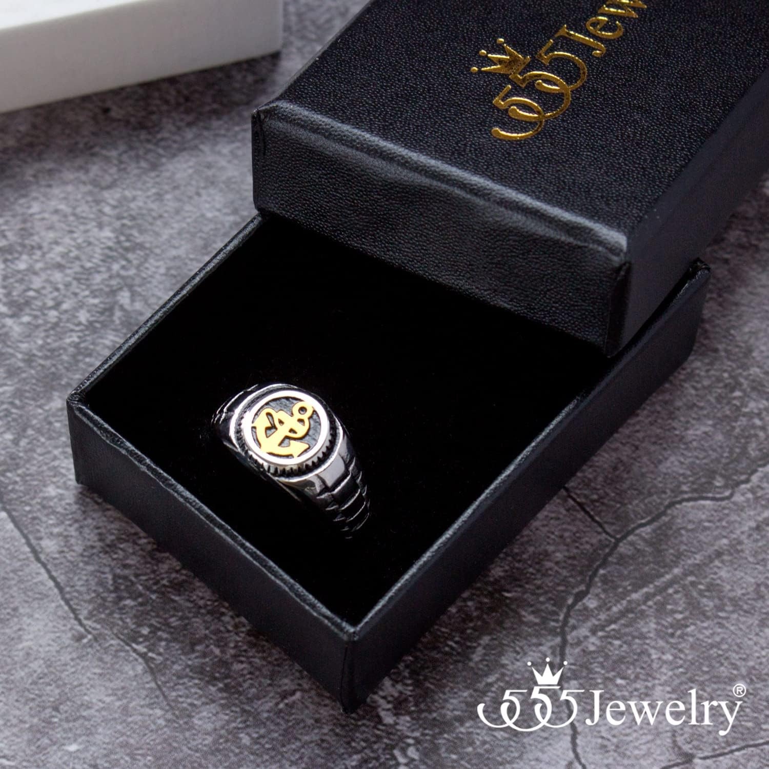 image:image555Jewelry Stainless Steel Modern Nautical Pirate Sailor Anchor Signet Ring for MenSilver Gold