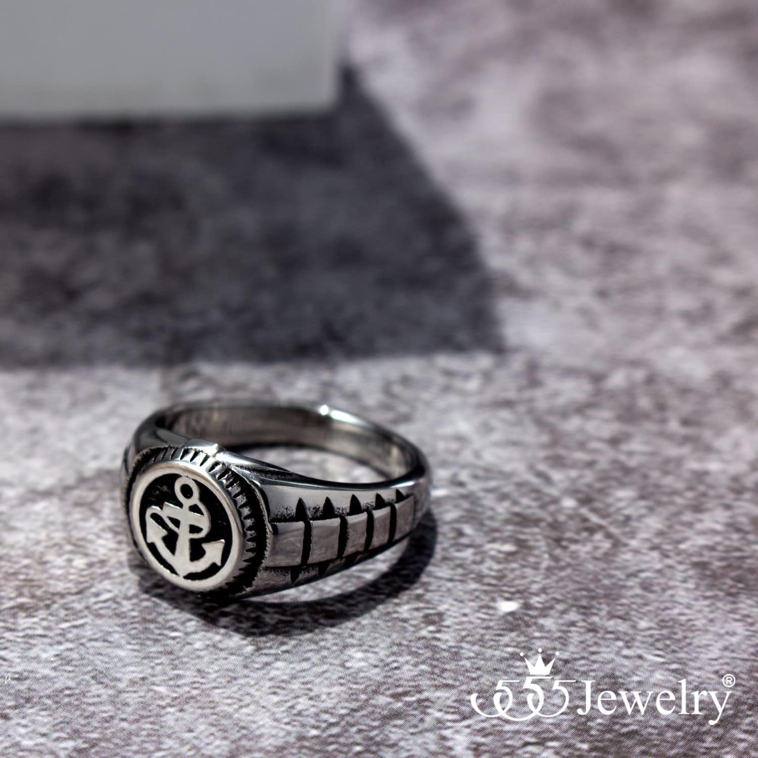 image:image555Jewelry Stainless Steel Modern Nautical Pirate Sailor Anchor Signet Ring for MenSilver