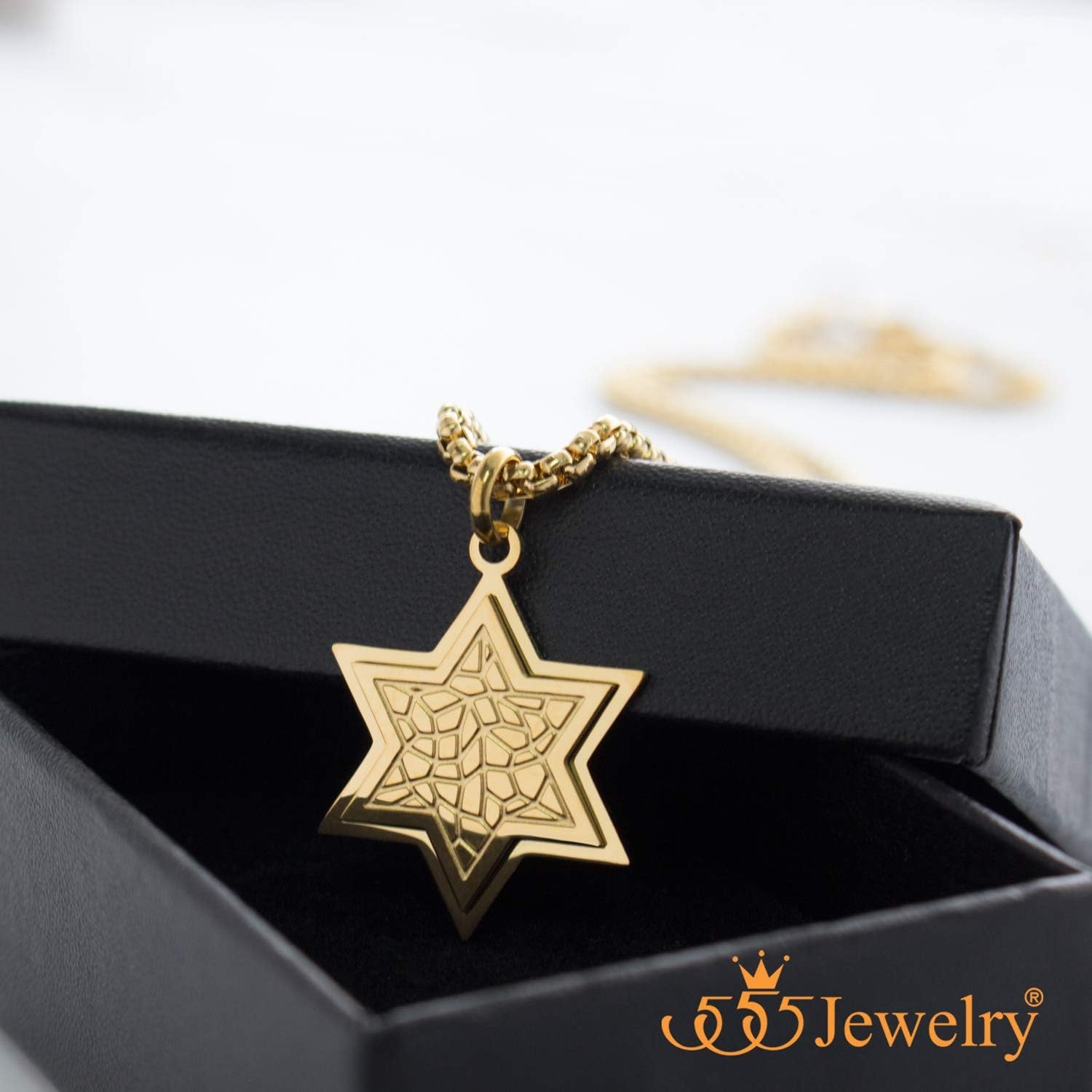 image:image555Jewelry Stainless Steel Patterned Star of David Necklace for Men amp Women 1624 Inch Box ChainGold
