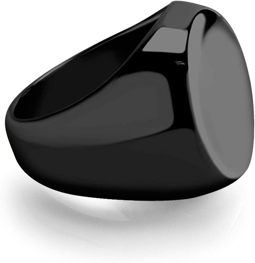 image:image555Jewelry Stainless Steel Solid Plain High Polish Round Signet Ring for MenBlack