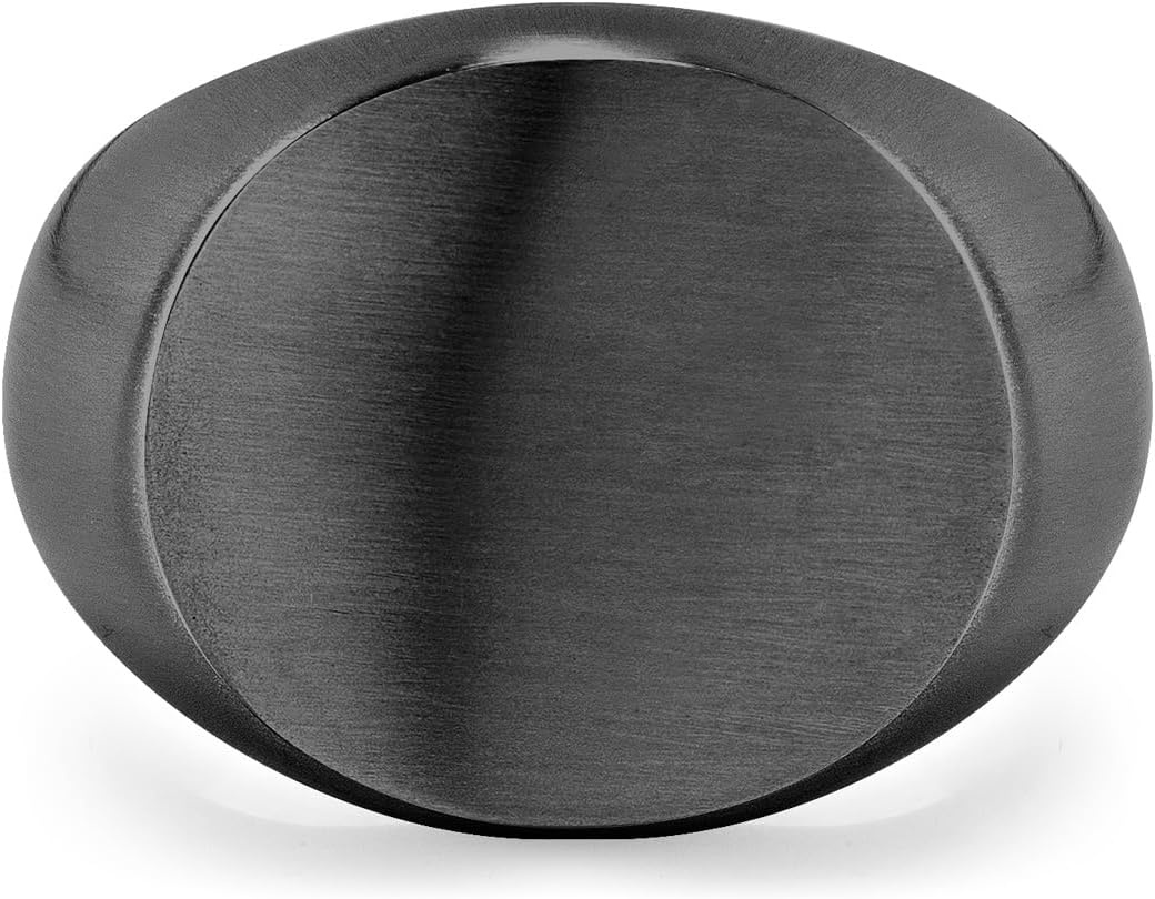 image:image555Jewelry Stainless Steel Solid Plain High Polish Round Signet Ring for MenBlack Matt