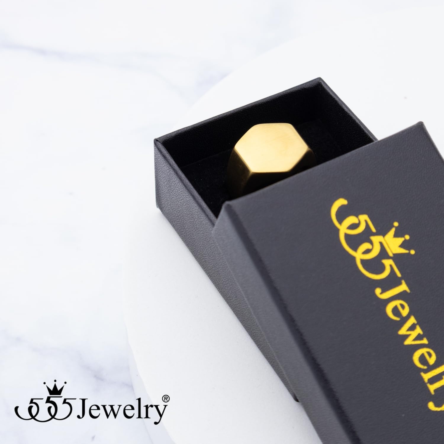image:image555Jewelry Stainless Steel Solid Plain High Polish Round Signet Ring for MenHexagon Gold