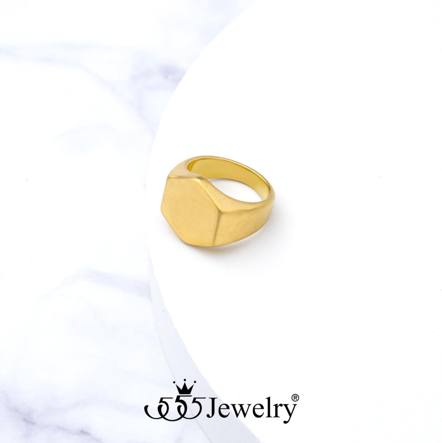image:image555Jewelry Stainless Steel Solid Plain High Polish Round Signet Ring for MenHexagon Gold