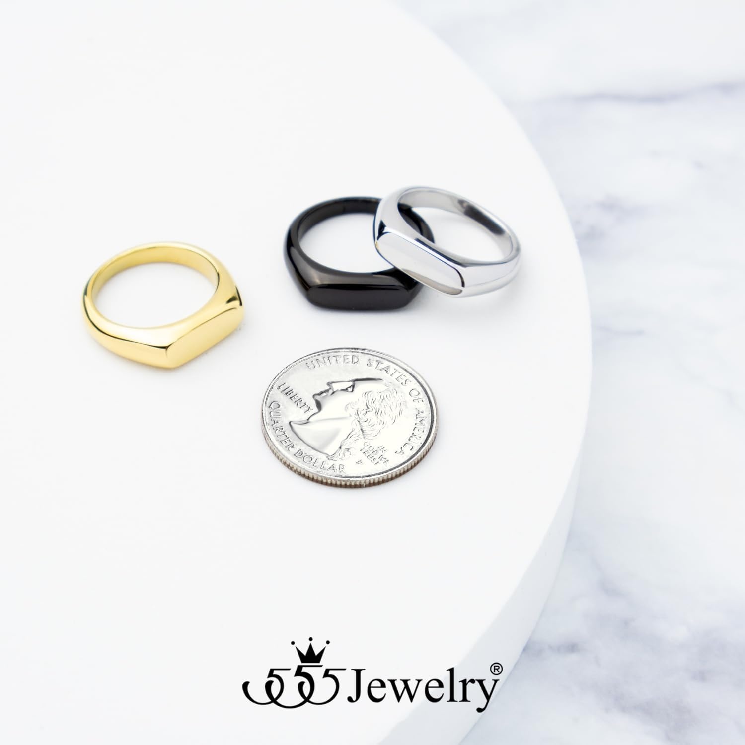 image:image555Jewelry Stainless Steel Solid Plain High Polish Round Signet Ring for MenOval Gold