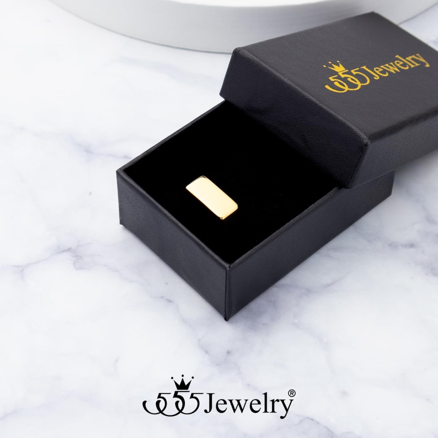 image:image555Jewelry Stainless Steel Solid Plain High Polish Round Signet Ring for MenRectangle Gold