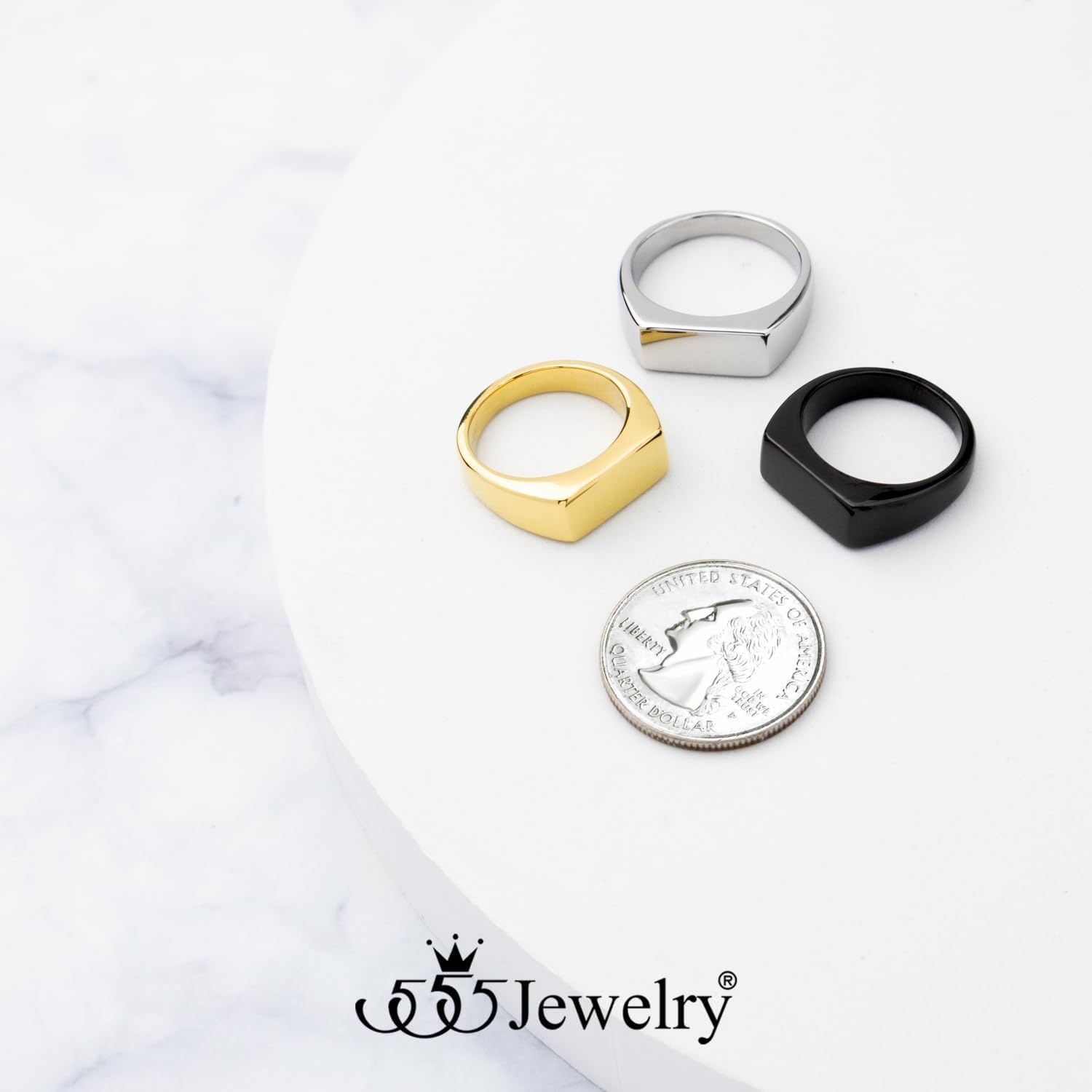 image:image555Jewelry Stainless Steel Solid Plain High Polish Round Signet Ring for MenRectangle Silver