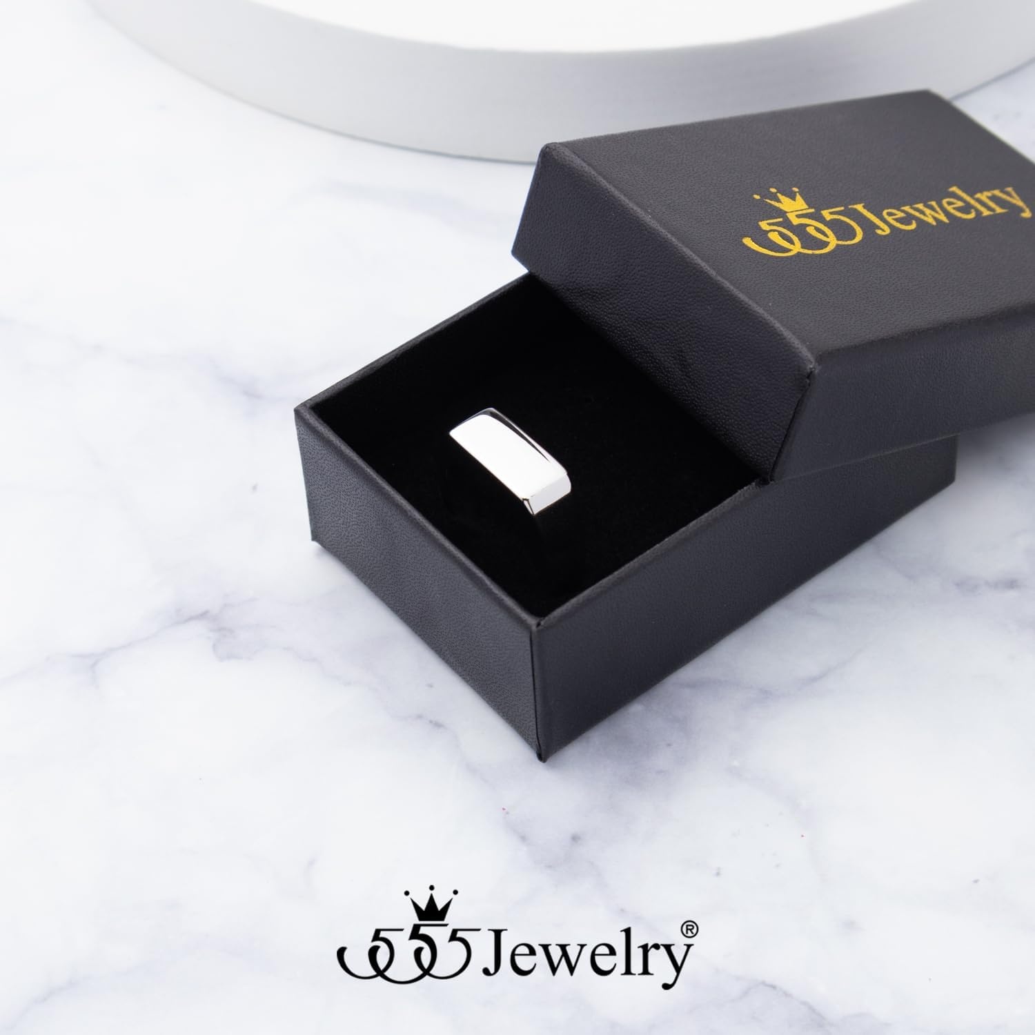 image:image555Jewelry Stainless Steel Solid Plain High Polish Round Signet Ring for MenRectangle Silver