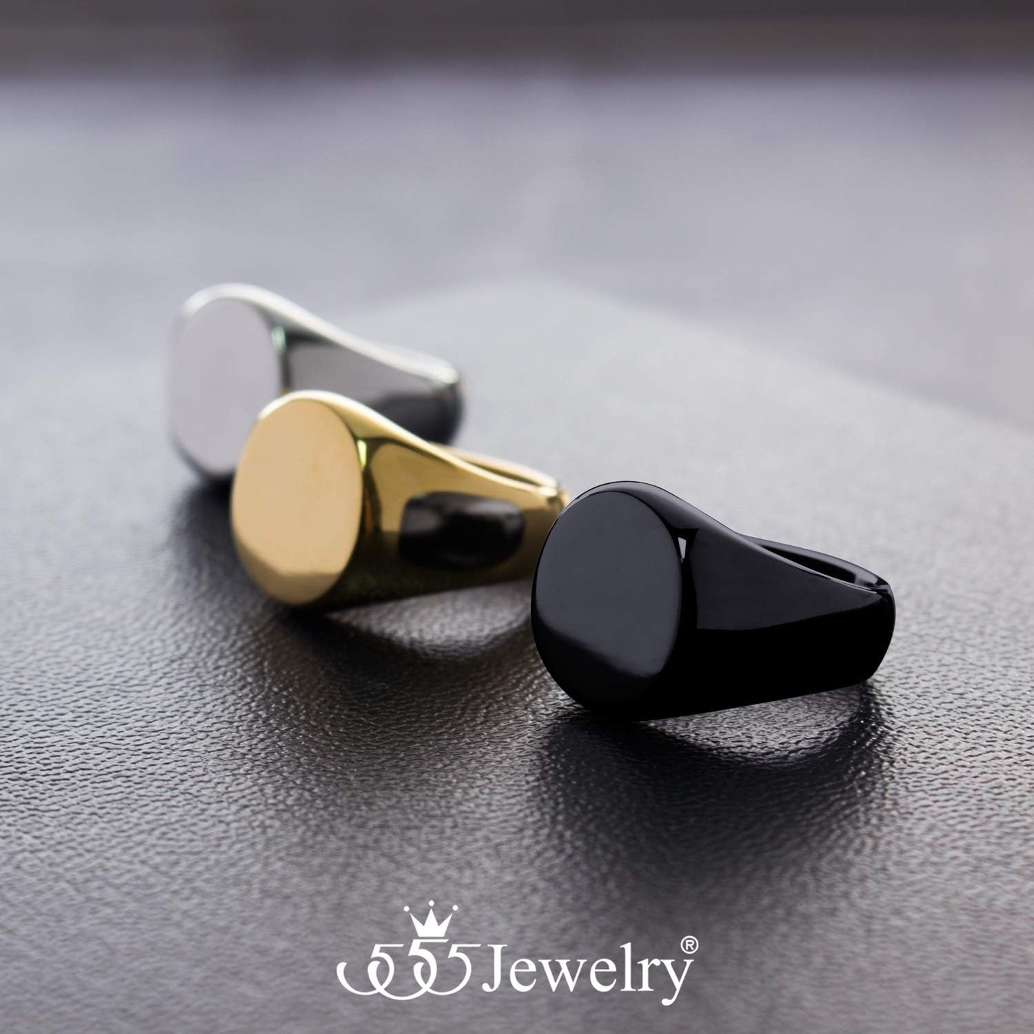 image:image555Jewelry Stainless Steel Solid Plain High Polish Round Signet Ring for MenSilver