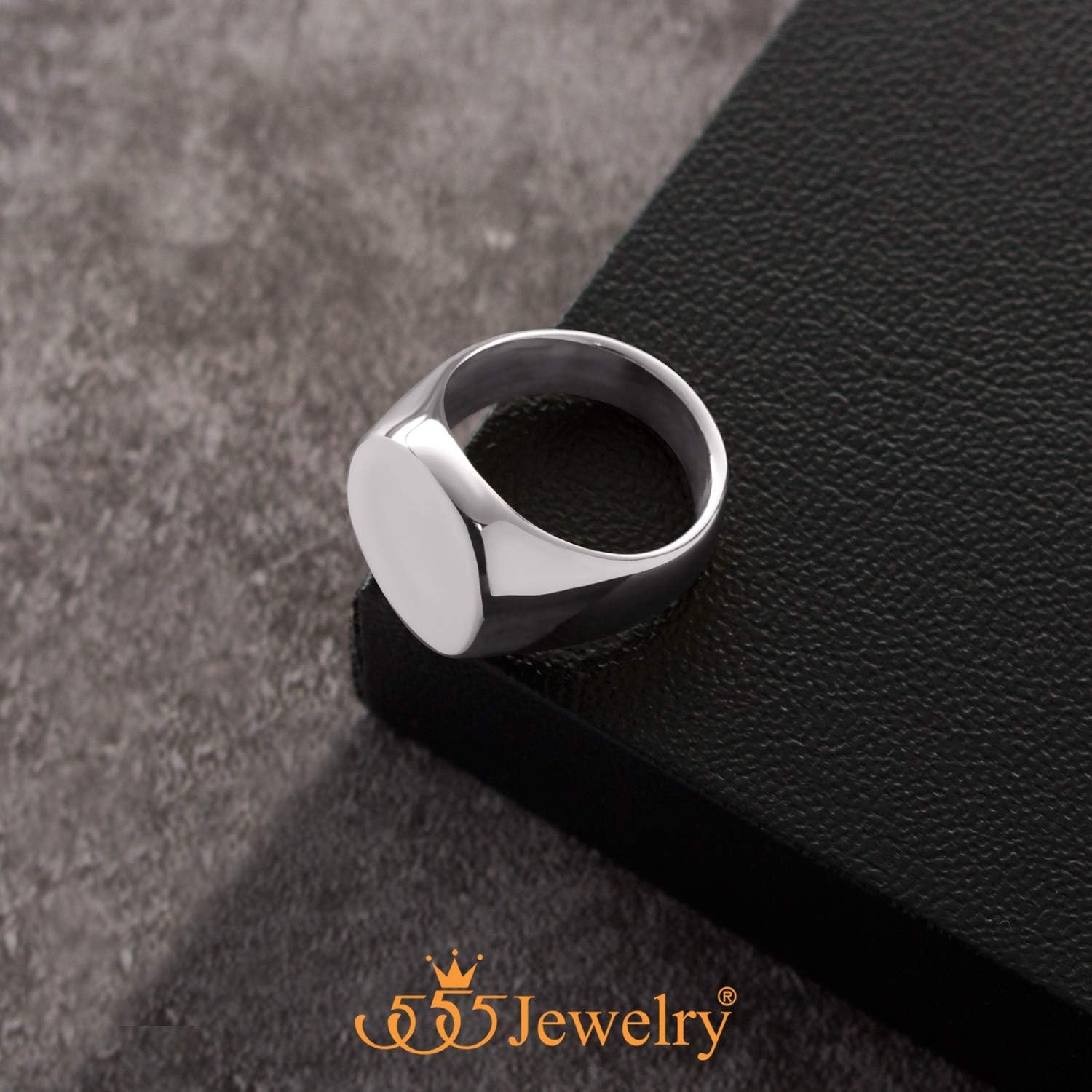 image:image555Jewelry Stainless Steel Solid Plain High Polish Round Signet Ring for MenSilver