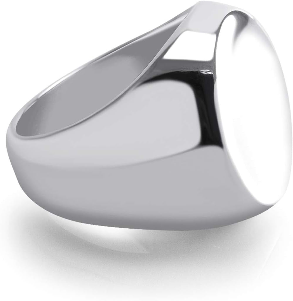 image:image555Jewelry Stainless Steel Solid Plain High Polish Round Signet Ring for MenSilver