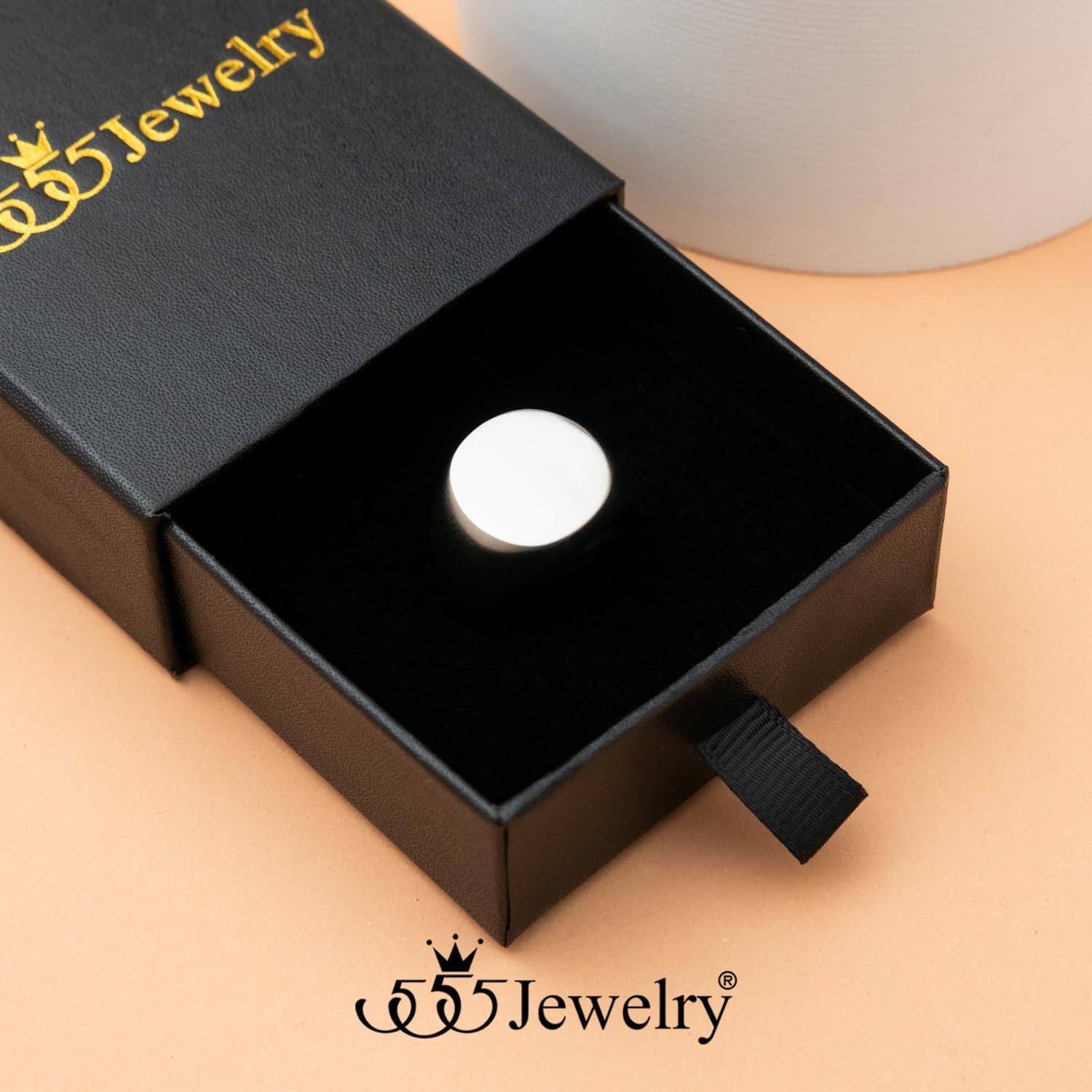 image:image555Jewelry Stainless Steel Solid Plain High Polish Round Signet Ring for MenSilver Matt