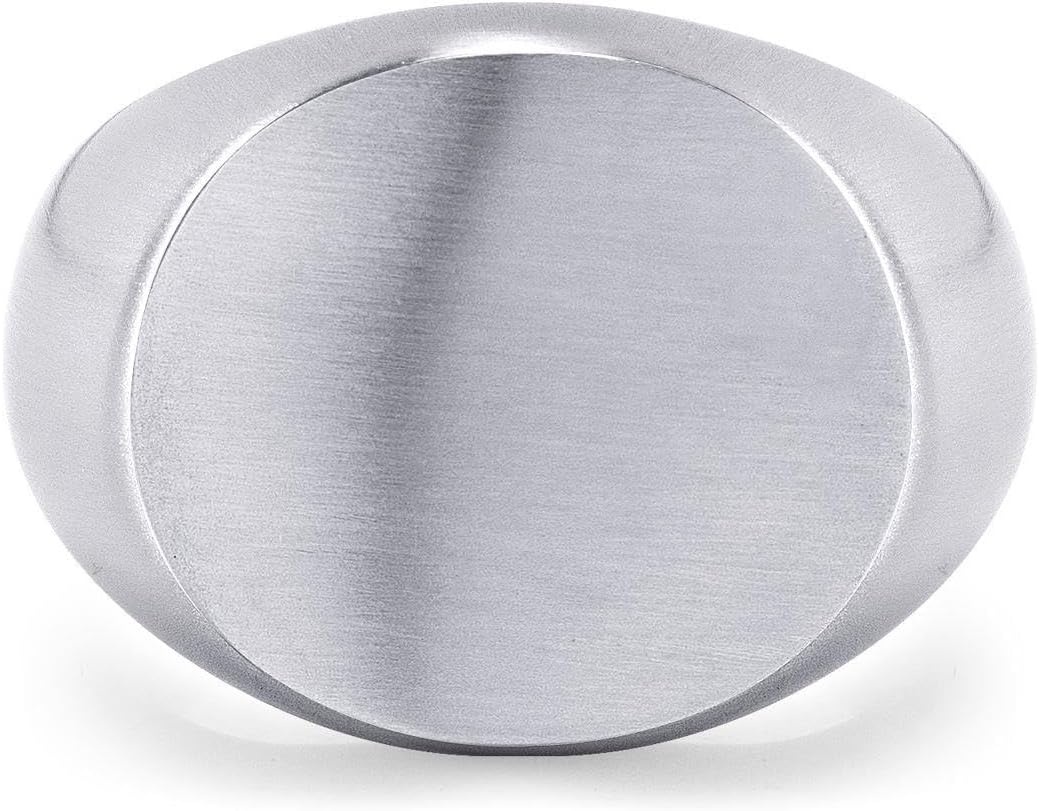 image:image555Jewelry Stainless Steel Solid Plain High Polish Round Signet Ring for MenSilver Matt