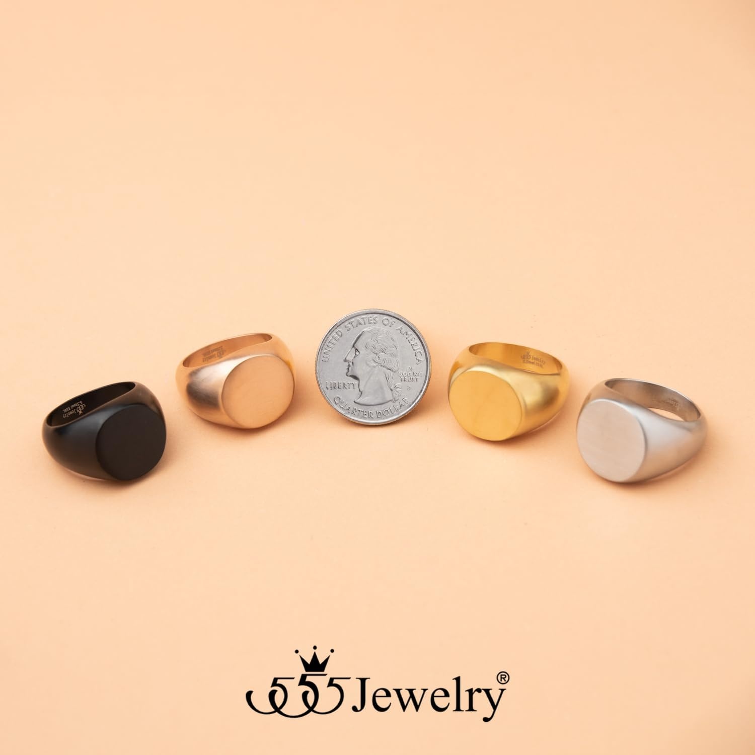 image:image555Jewelry Stainless Steel Solid Plain High Polish Round Signet Ring for MenSilver Matt