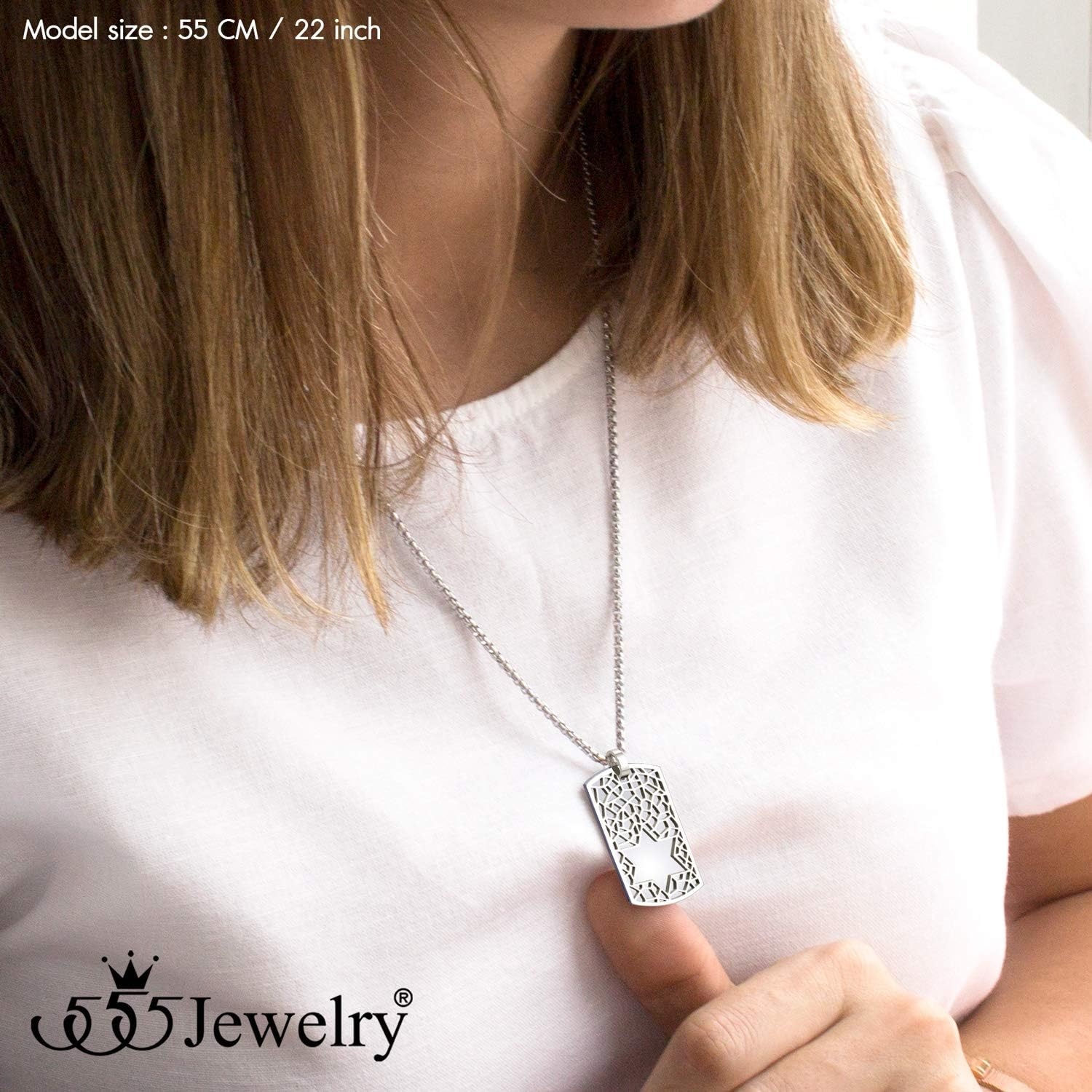 image:image555Jewelry Stainless Steel Star of David Dog Tag Necklace for Men amp Women 1624 Inch Box ChainSilver