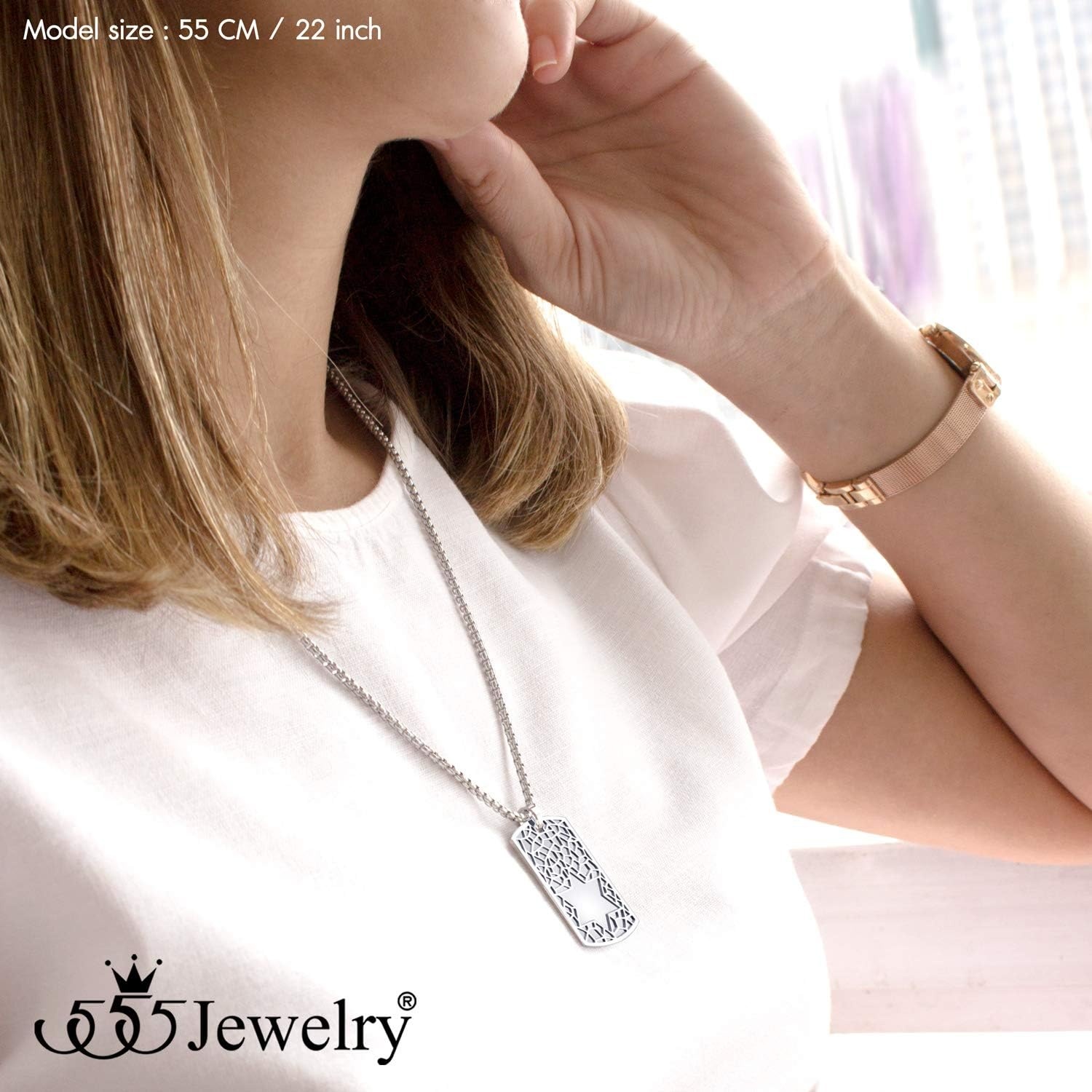 image:image555Jewelry Stainless Steel Star of David Dog Tag Necklace for Men amp Women 1624 Inch Box ChainSilver