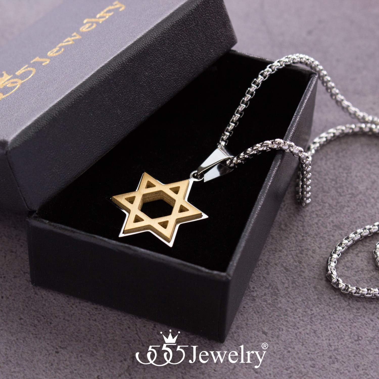 image:image555Jewelry Stainless Steel Star of David Necklace for Men amp Women 1624 Inch Box ChainSilver Gold