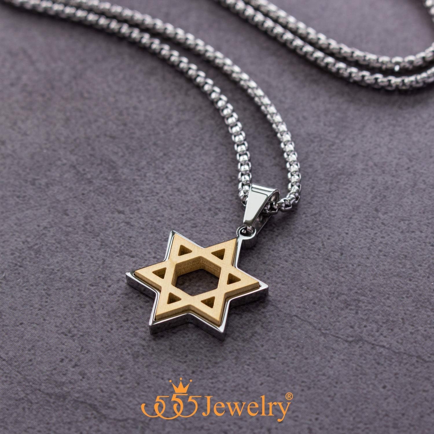 image:image555Jewelry Stainless Steel Star of David Necklace for Men amp Women 1624 Inch Box ChainSilver Gold