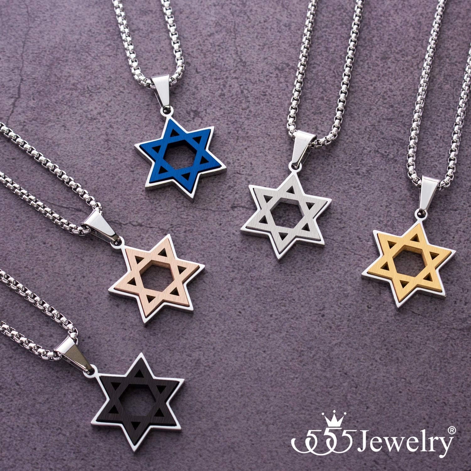 image:image555Jewelry Stainless Steel Star of David Necklace for Men amp Women 1624 Inch Box ChainSilver Gold