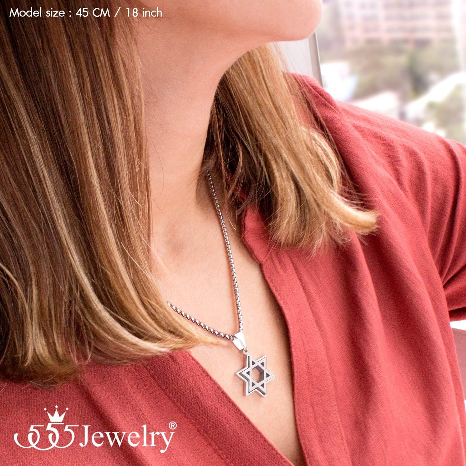 image:image555Jewelry Stainless Steel Star of David Necklace for Men amp Women 1624 Inch Box ChainSilver
