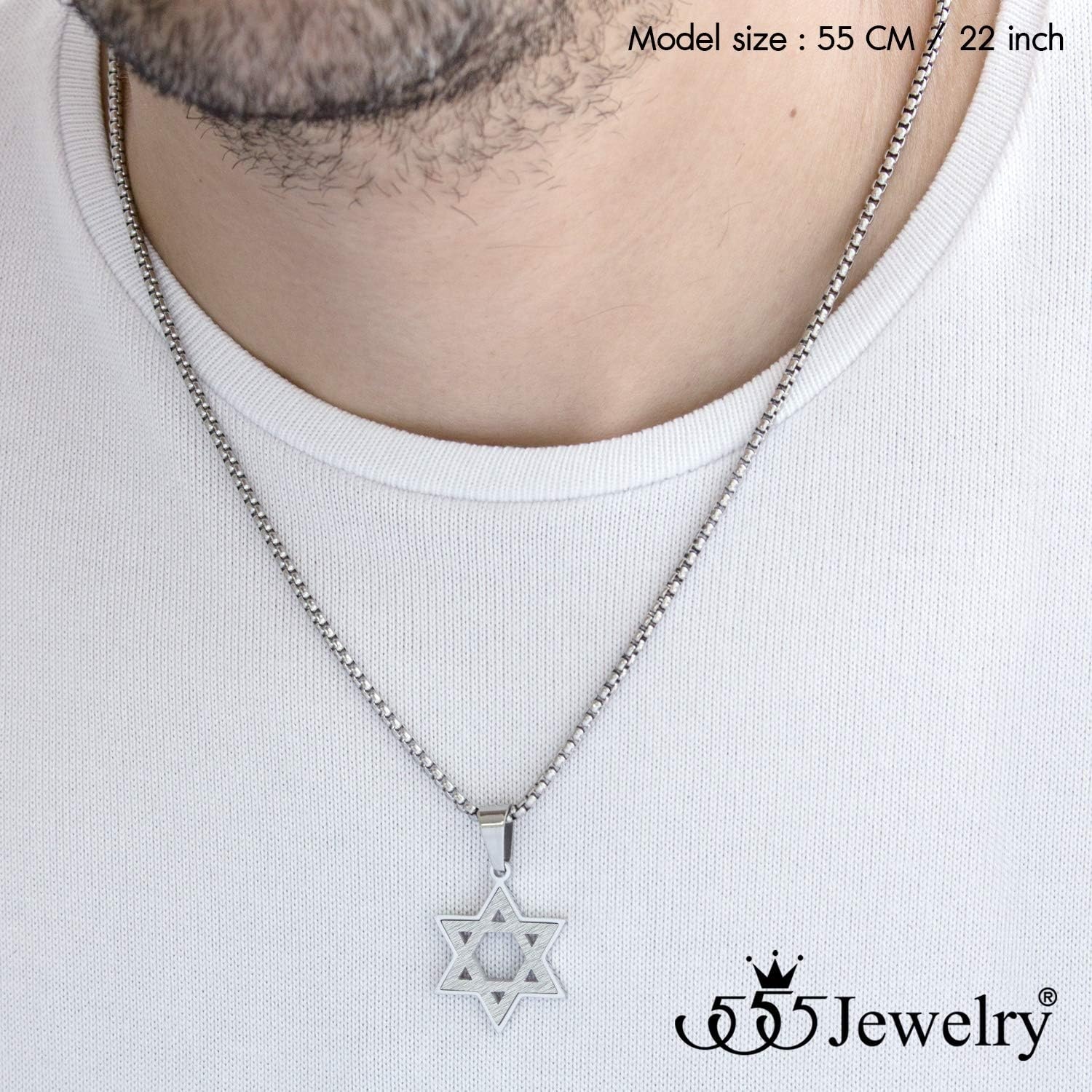 image:image555Jewelry Stainless Steel Star of David Necklace for Men amp Women 1624 Inch Box ChainSilver