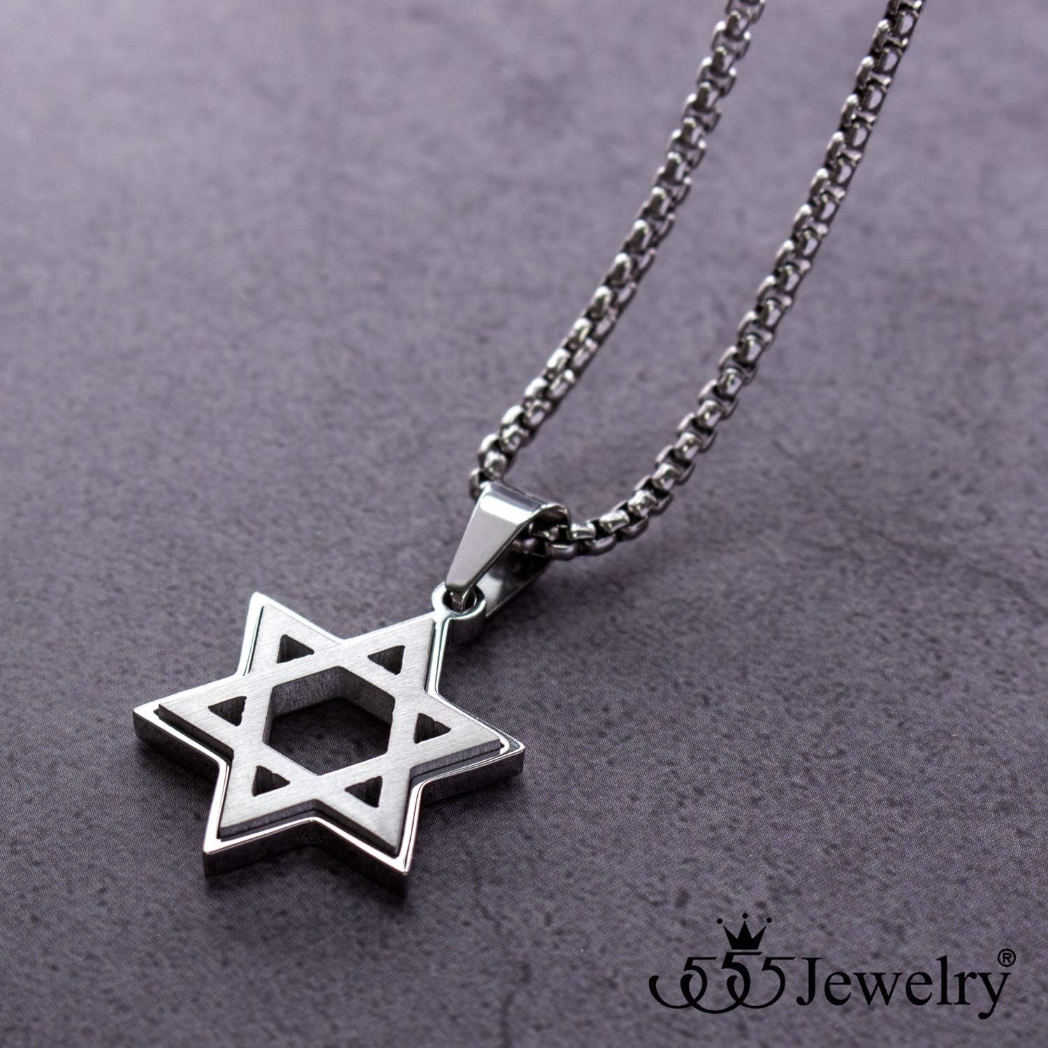 image:image555Jewelry Stainless Steel Star of David Necklace for Men amp Women 1624 Inch Box ChainSilver
