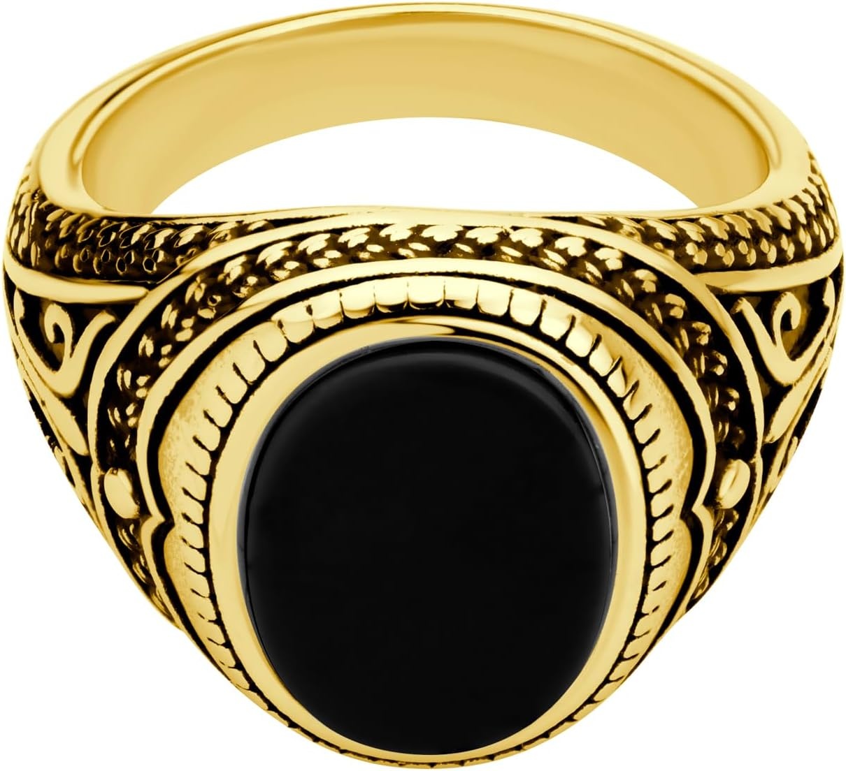 image:image555Jewelry Stainless Steel Vintage Celtic Signet Onyx Stone Ring for MenGoldOnyx
