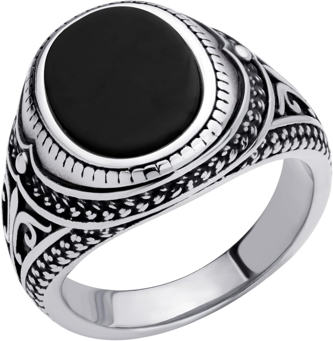 image:image555Jewelry Stainless Steel Vintage Celtic Signet Onyx Stone Ring for MenOnyx