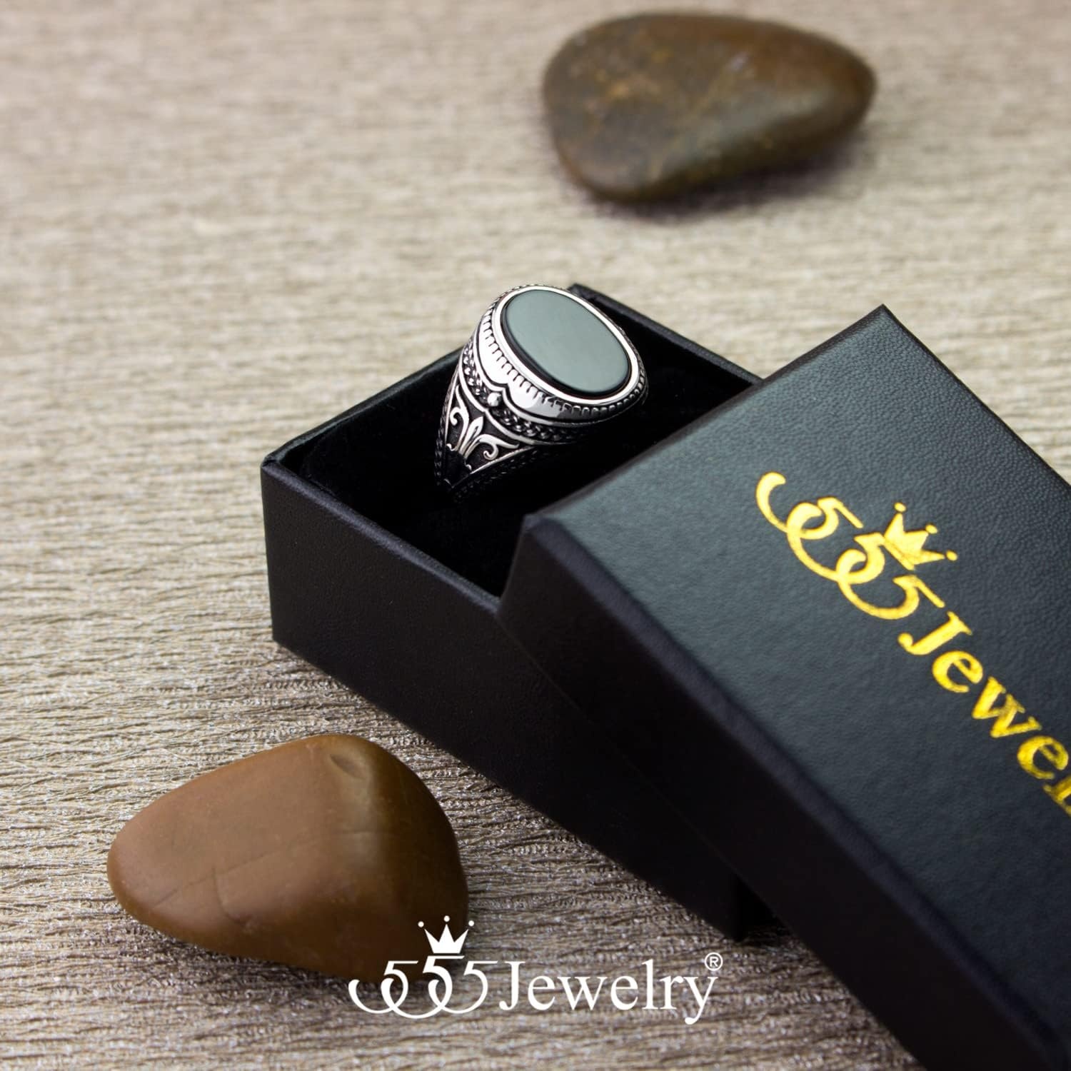 image:image555Jewelry Stainless Steel Vintage Celtic Signet Onyx Stone Ring for MenOnyx