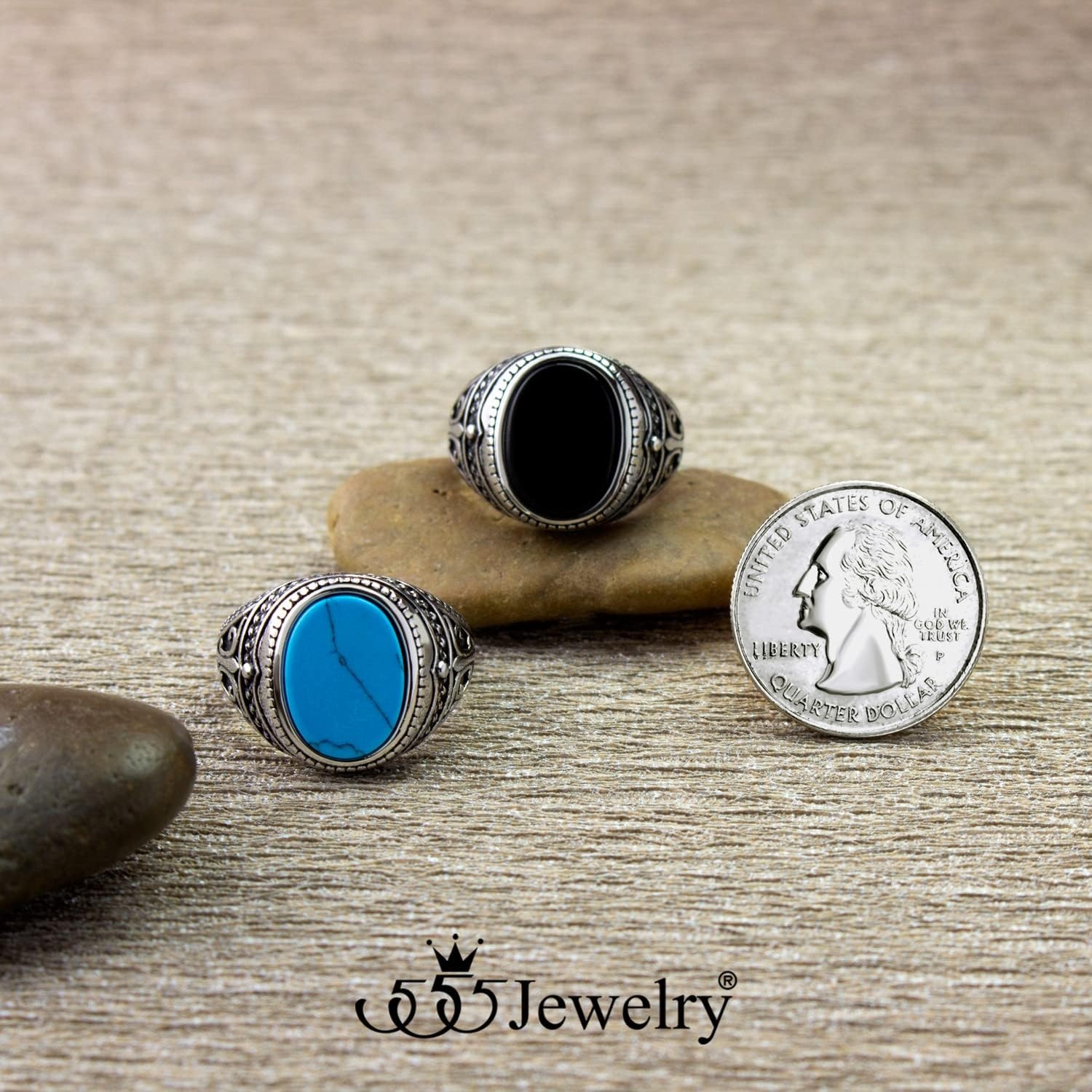 image:image555Jewelry Stainless Steel Vintage Celtic Signet Onyx Stone Ring for MenOnyx