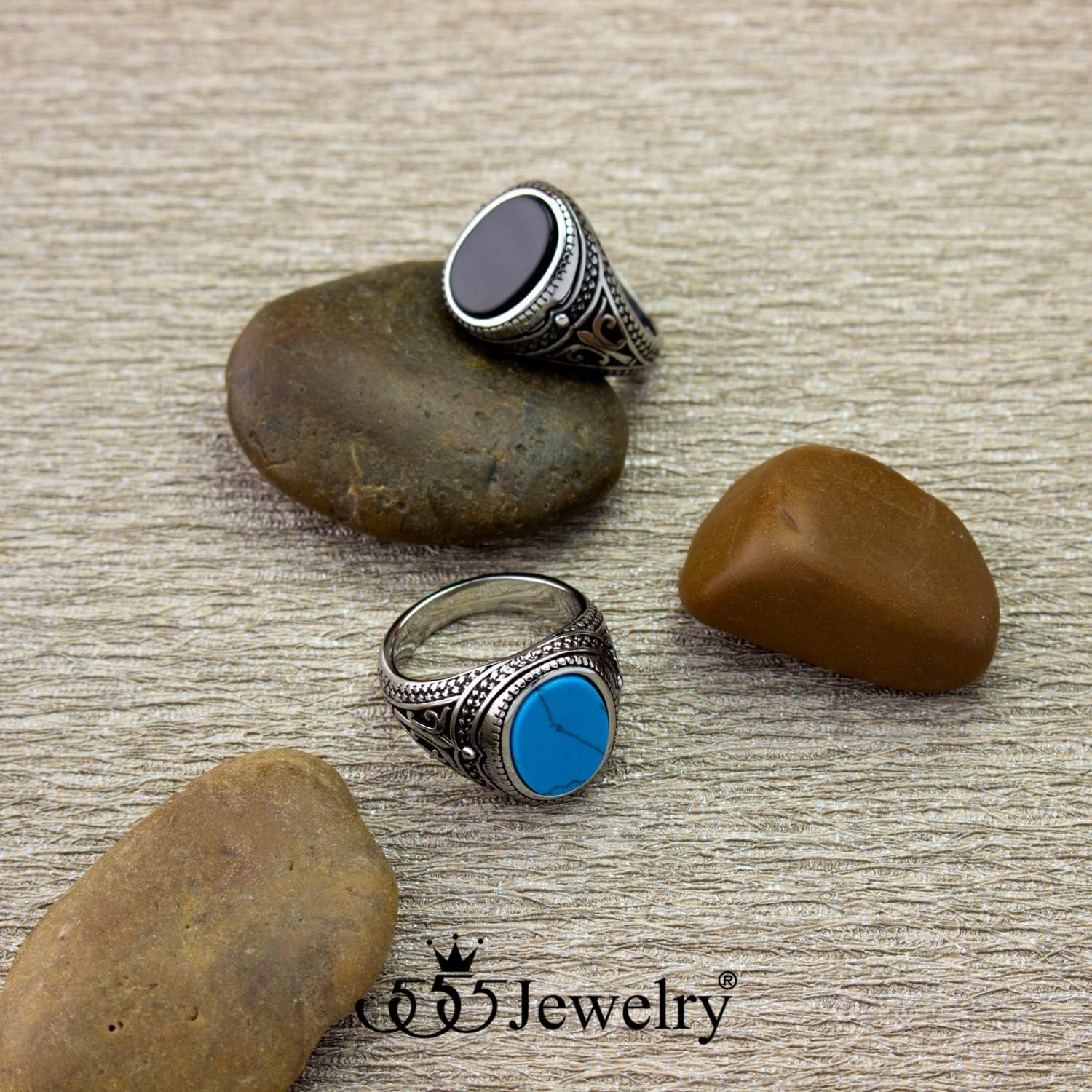 image:image555Jewelry Stainless Steel Vintage Celtic Signet Onyx Stone Ring for MenOnyx