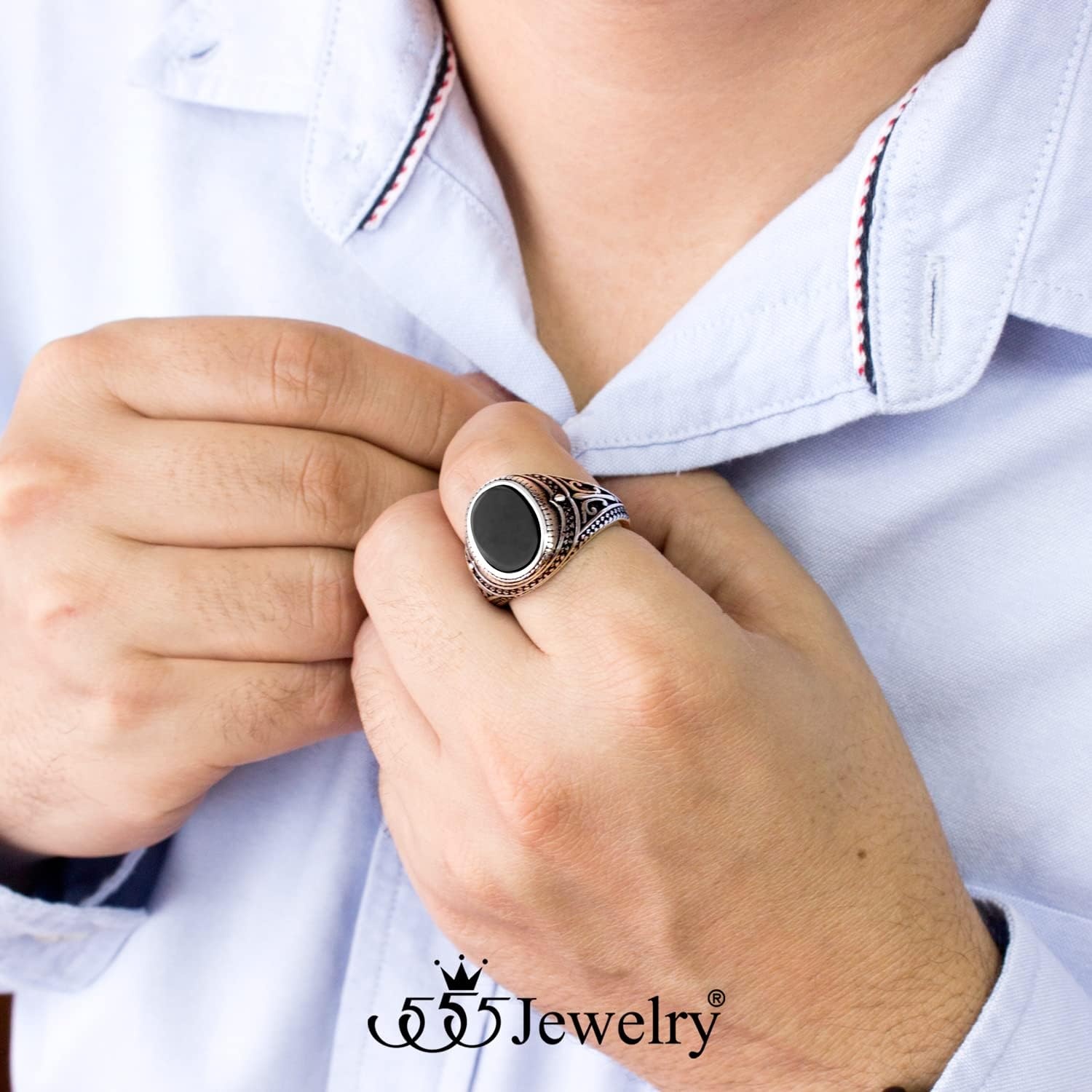 image:image555Jewelry Stainless Steel Vintage Celtic Signet Onyx Stone Ring for MenOnyx