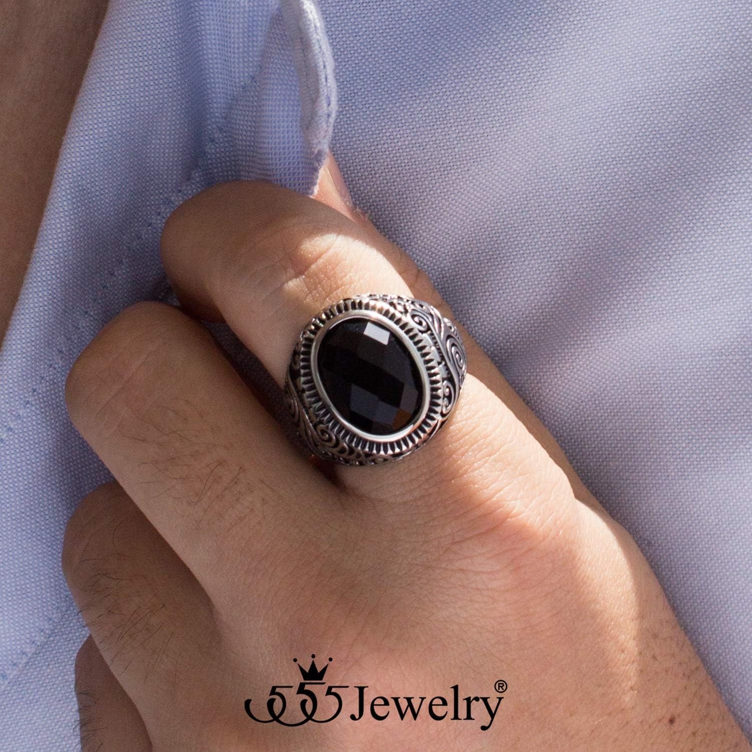 image:image555Jewelry Stainless Steel Vintage Celtic Signet Onyx Stone Ring for MenOnyx Style 1