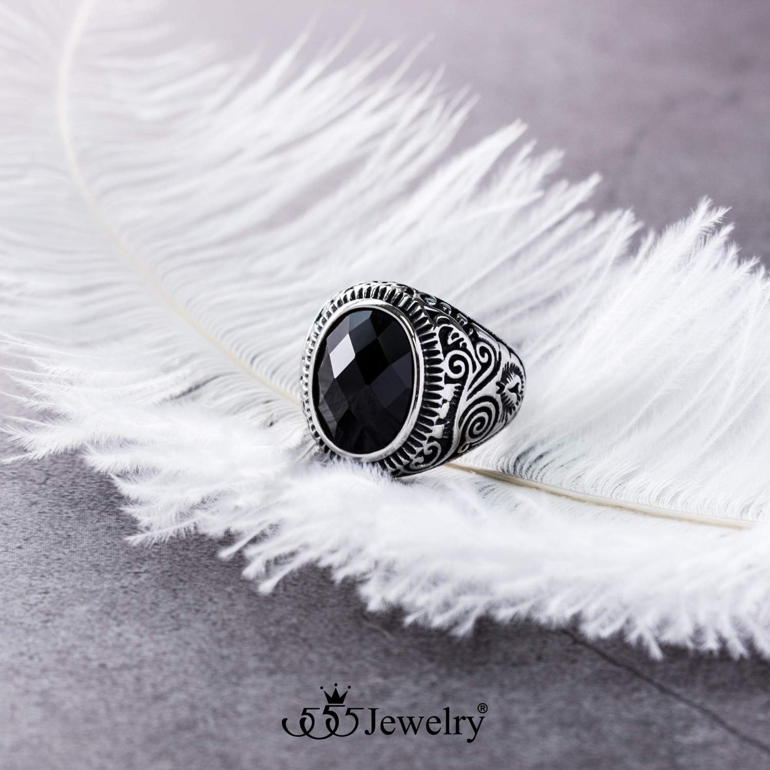 image:image555Jewelry Stainless Steel Vintage Celtic Signet Onyx Stone Ring for MenOnyx Style 1