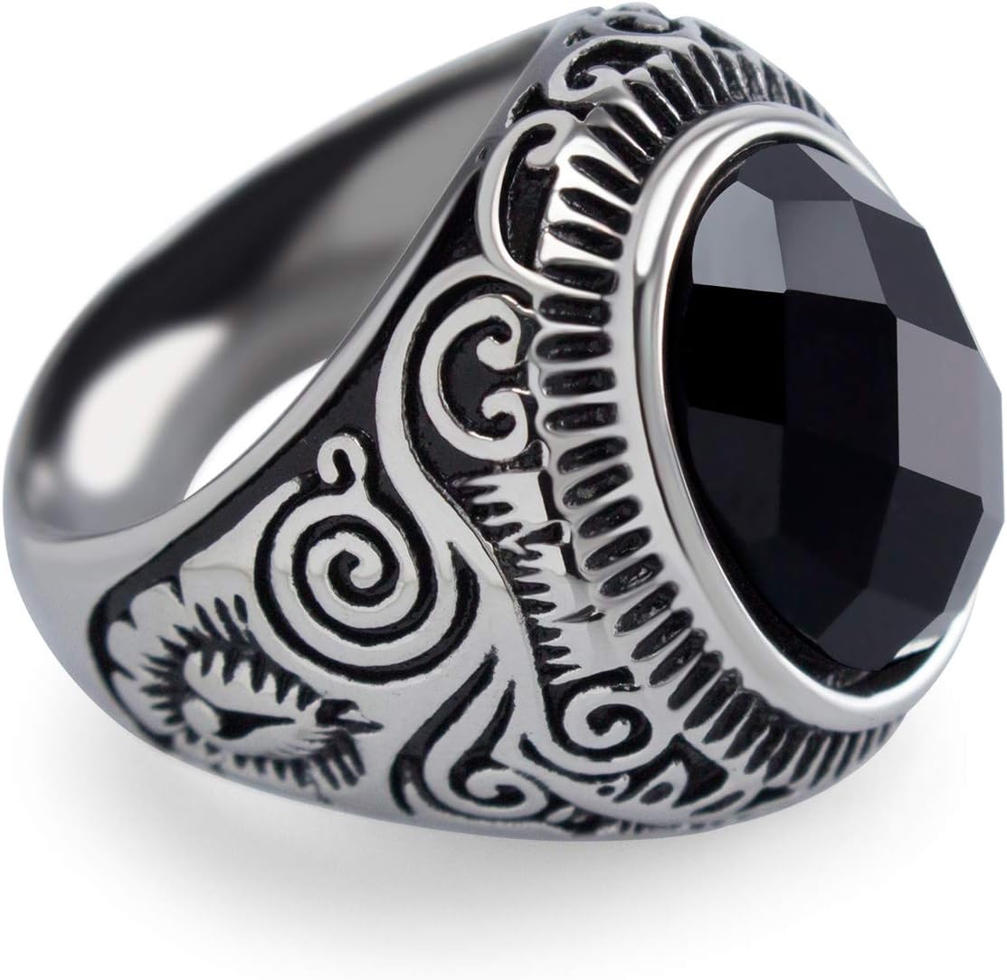 image:image555Jewelry Stainless Steel Vintage Celtic Signet Onyx Stone Ring for MenOnyx Style 1