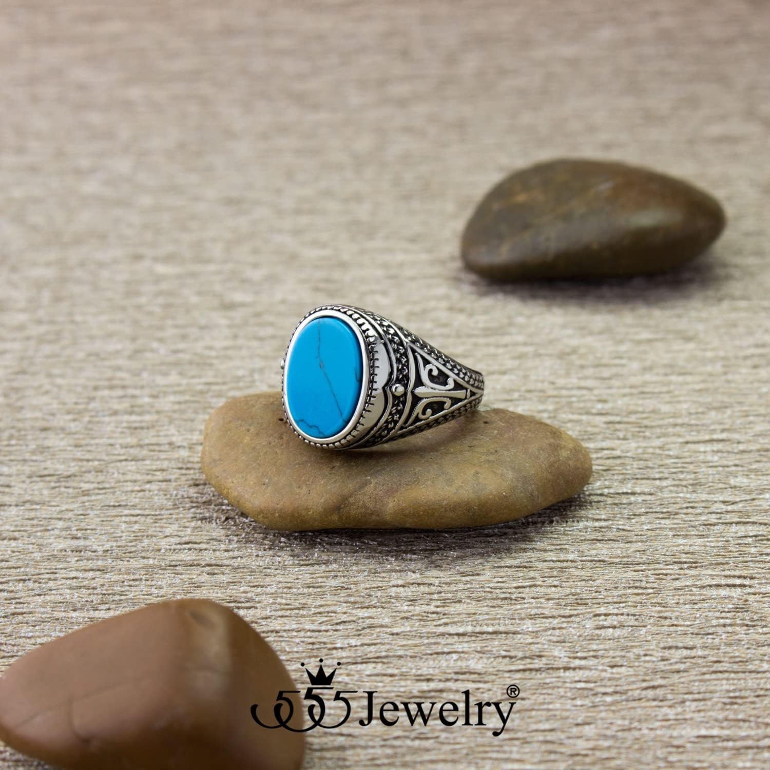 image:image555Jewelry Stainless Steel Vintage Celtic Signet Turquoise Stone Ring for MenTurquoise