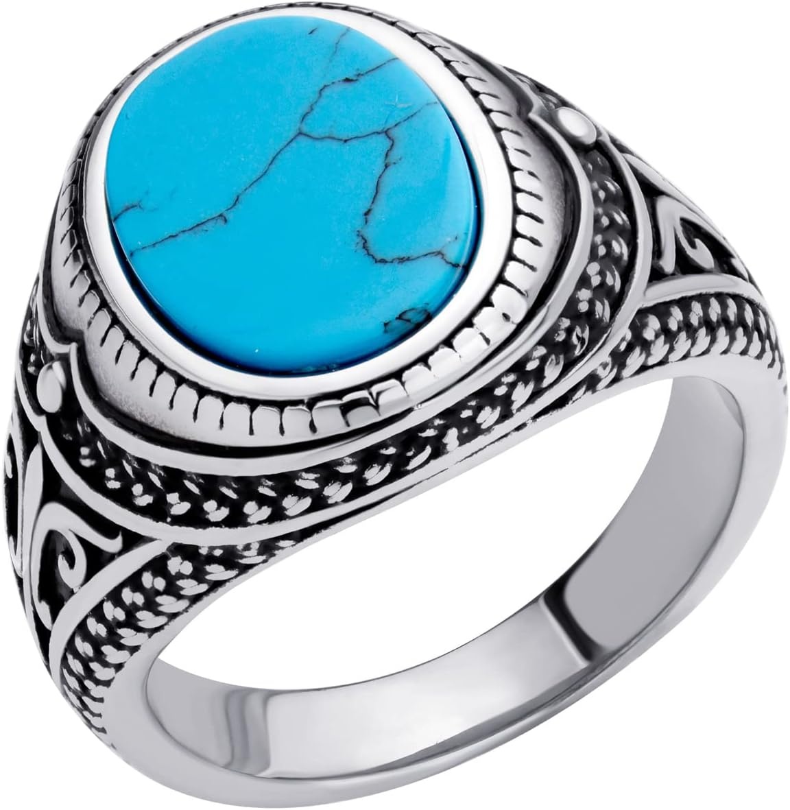 image:image555Jewelry Stainless Steel Vintage Celtic Signet Turquoise Stone Ring for MenTurquoise